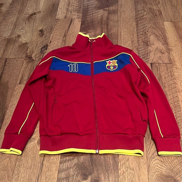 Soccer Fan Boy’s Red Barca Jacket Size 10 - Picture 1 of 4